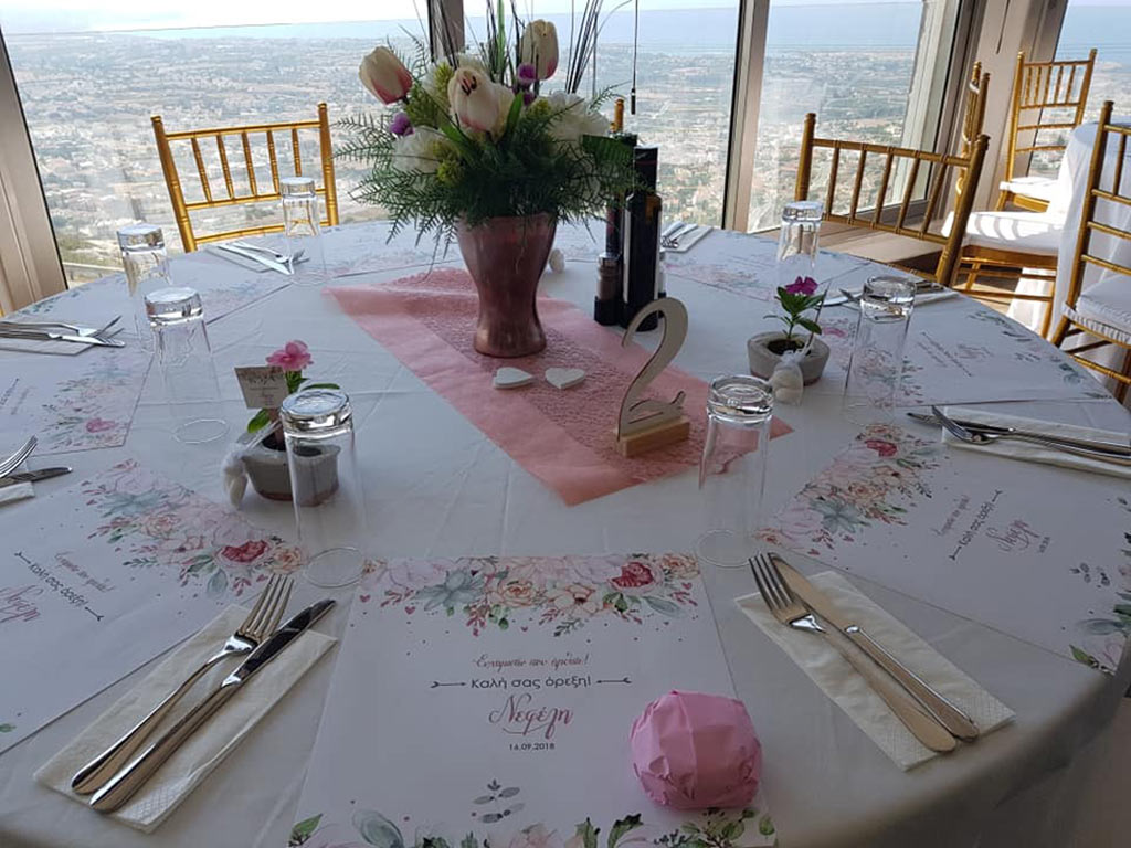 Tavern dressed for wedding with nice view of Cyprus